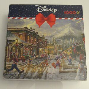 Thomas Kinkade Disney Mickey Mouse and Minnie Candy Cane Express Puzzle Complete
